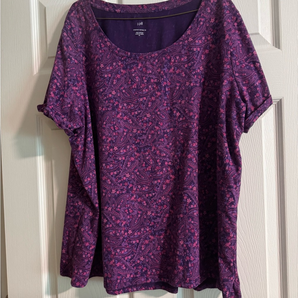 J. Jill Purple and Pink Paisley Short Sleeve Top